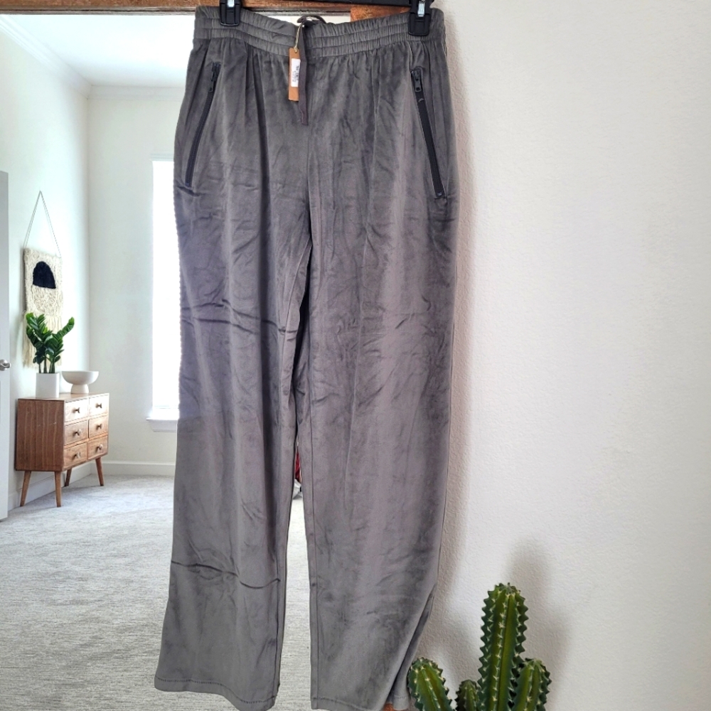 COPY - SKIMS GUNMETAL VELOUR JOGGER TRACK PANTS SWEAT PANTS MEDIUM